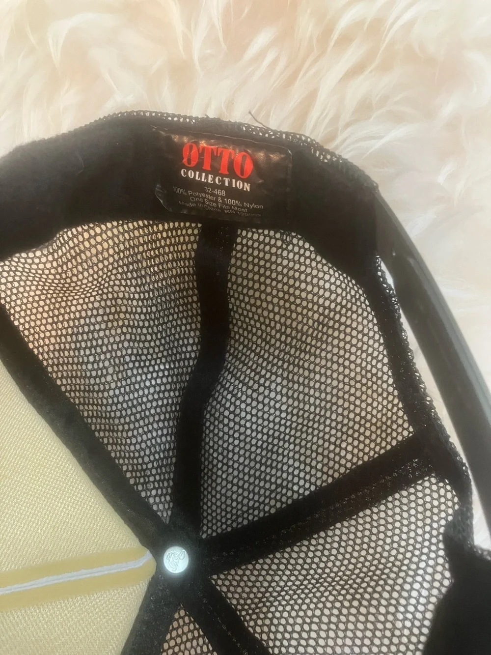 Black & White Trucker Hat with Geometric Emblem